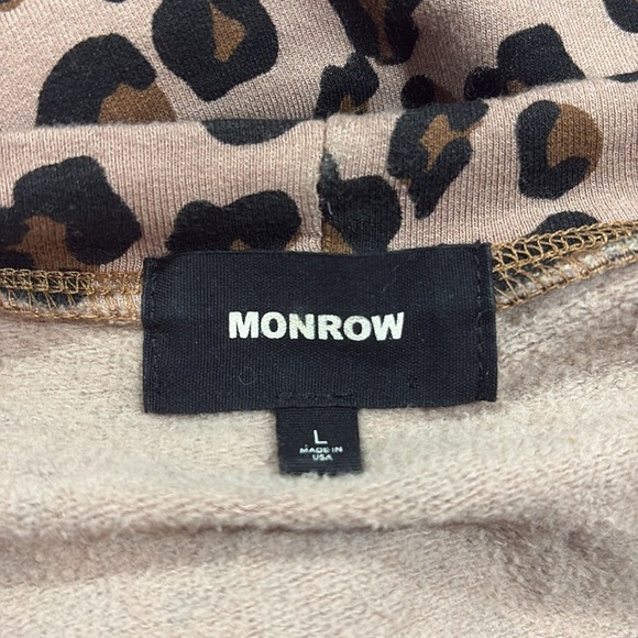 Monrow Animal Print Crewneck Leopard Oversized Sweatshirt - Picture 3 of 9